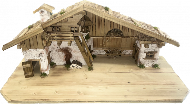 WEIHNACHTSKRIPPE MIT TURM GROß